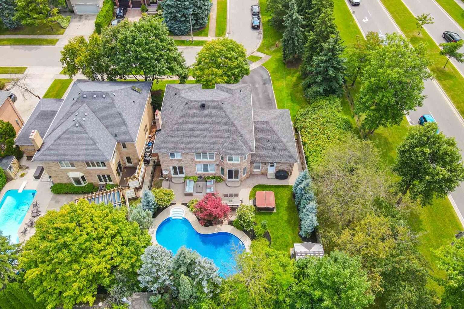 real estate photography aerial backyard pool