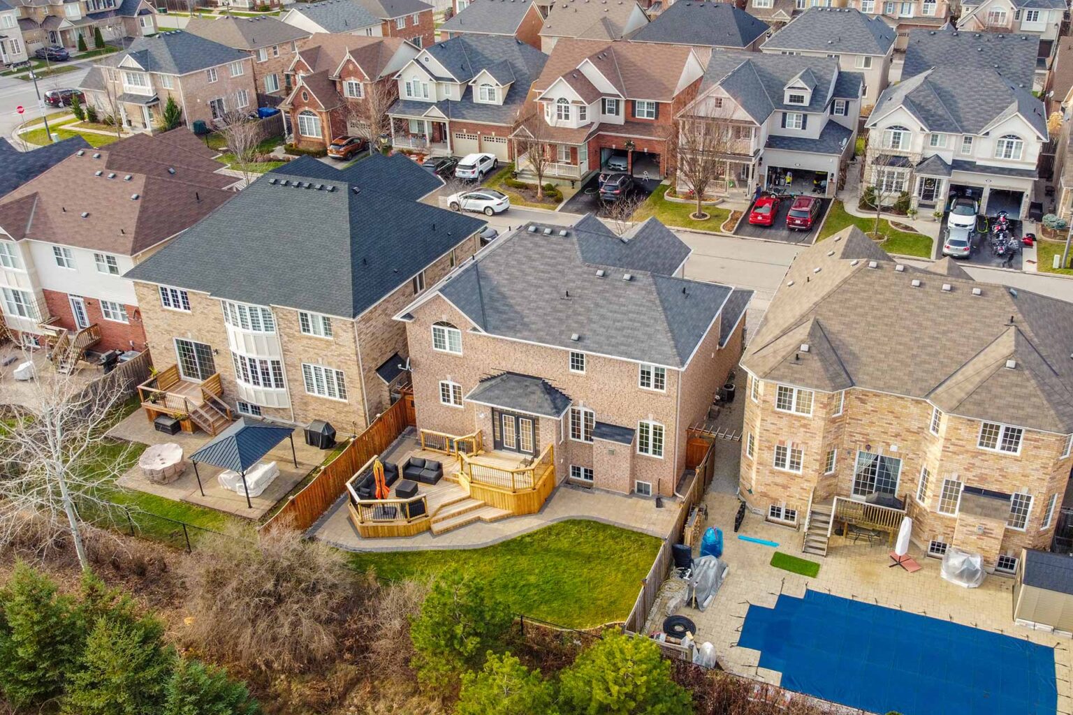 real estate photography backyard aerial ravine